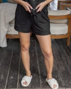 Live-In Short Sleeve Pajama Set In Black Dot Print -Active Aura Shop LiveInShortSleevePajamaSet BlackDot 10