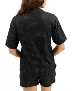 Live-In Short Sleeve Pajama Set In Black Dot Print -Active Aura Shop LiveInShortSleevePajamaSet BlackDot 2