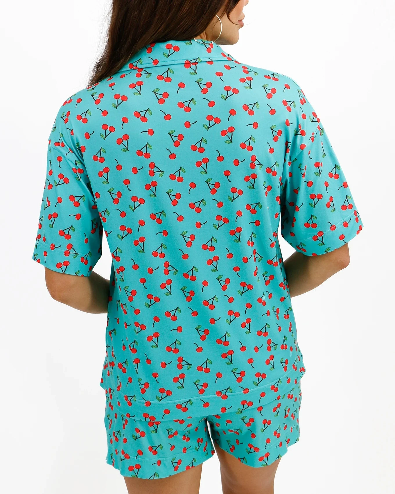 Live-In Short Sleeve Pajama Set In Cherry Print 11 Live-In Short Sleeve Pajama Set In Cherry Print - Image 9