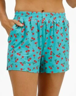 Live-In Short Sleeve Pajama Set In Cherry Print 22 Live-In Short Sleeve Pajama Set In Cherry Print -Active Aura Shop LiveInShortSleevePajamaSet Cherry 3