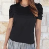 Live-In Ruched Sleeve Black Top -Active Aura Shop LivedinRuchedSleeveTop Black 4