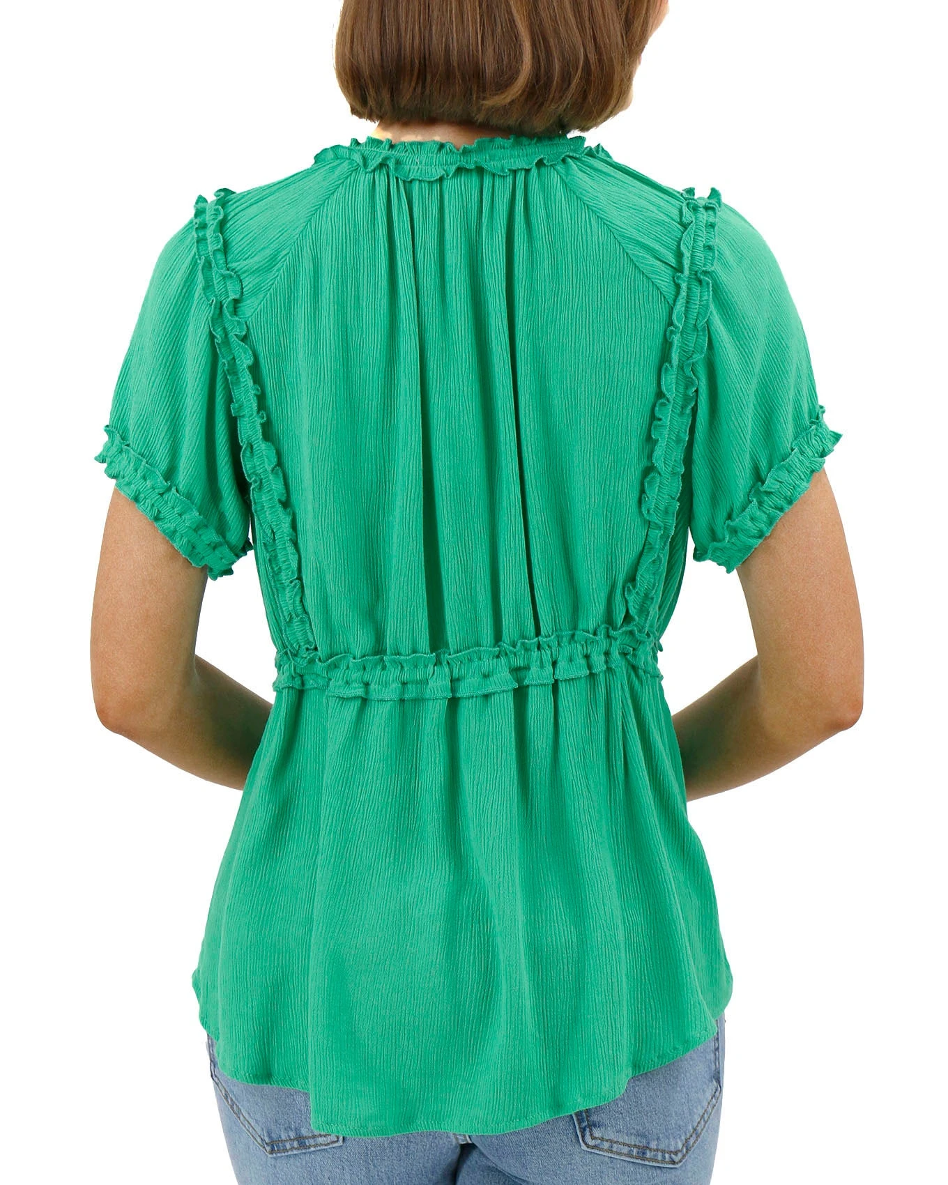 Lola Frilly Button Front Top In Spring Green 12 Lola Frilly Button Front Top In Spring Green - Image 10