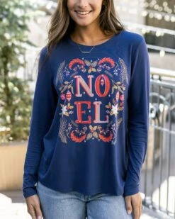Long Sleeve Crew Neck Graphic Tee - Noel - FINAL SALE