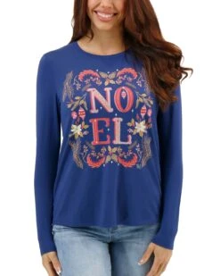 Long Sleeve Crew Neck Graphic Tee - Noel - FINAL SALE -Active Aura Shop LongSleeveCrewNeckGraphicTee Noel 2 1