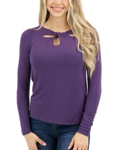 Long Sleeve Mystic Purple Twist Front Top 17 Long Sleeve Mystic Purple Twist Front Top -Active Aura Shop LongSleeveTwistFrontTop MysticPurple 1