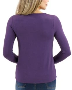Long Sleeve Mystic Purple Twist Front Top 19 Long Sleeve Mystic Purple Twist Front Top -Active Aura Shop LongSleeveTwistFrontTop MysticPurple 3