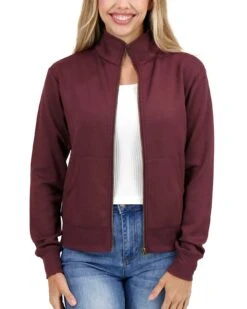 Luxe Knit Raisin Zip Up Jacket -Active Aura Shop LuxeKnitZipUpJacket Raisin 1