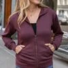 Luxe Knit Raisin Zip Up Jacket -Active Aura Shop LuxeKnitZipUpJacket Raisin 9