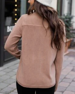 Luxe Cappuccino Teddy Fleece Jacket -Active Aura Shop LuxeTeddyBearSnapUpJacket Cappuccino 10