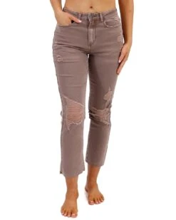 Mel's Fave Distressed Cropped Straight Leg Colored Denim In Vintage Wine -Active Aura Shop MG 3301 copy