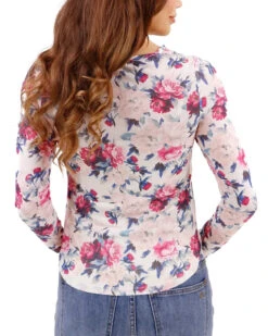 Scoop Neck Floral Mesh Top In Rose -Active Aura Shop MG 3704 copy