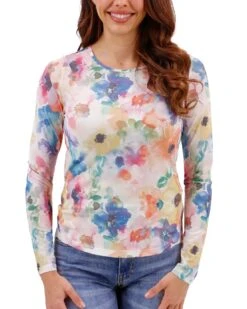 Scoop Neck Floral Mesh Top In Watercolor -Active Aura Shop MG 3709 copy
