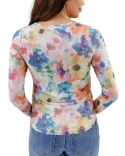 Scoop Neck Floral Mesh Top In Watercolor -Active Aura Shop MG 3713 copy