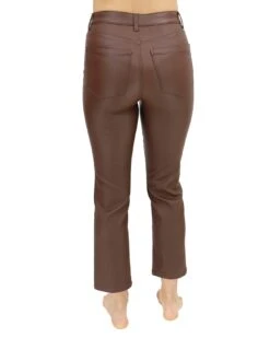 Faux Leather Straight Leg Cropped Denim 20 Faux Leather Straight Leg Cropped Denim -Active Aura Shop MelsFaceStraightLegCoatedDenim BrownStone 2 1