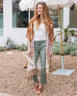 Mel's Fave Distressed Cropped Straight Leg Colored Denim In Dusty Olive -Active Aura Shop MelsFaveColoredDenim DustyOlive 4