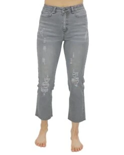 Mel's Fave Distressed Cropped Straight Leg Colored Denim In Grey -Active Aura Shop MelsFaveColoredDenim LightGrey 1