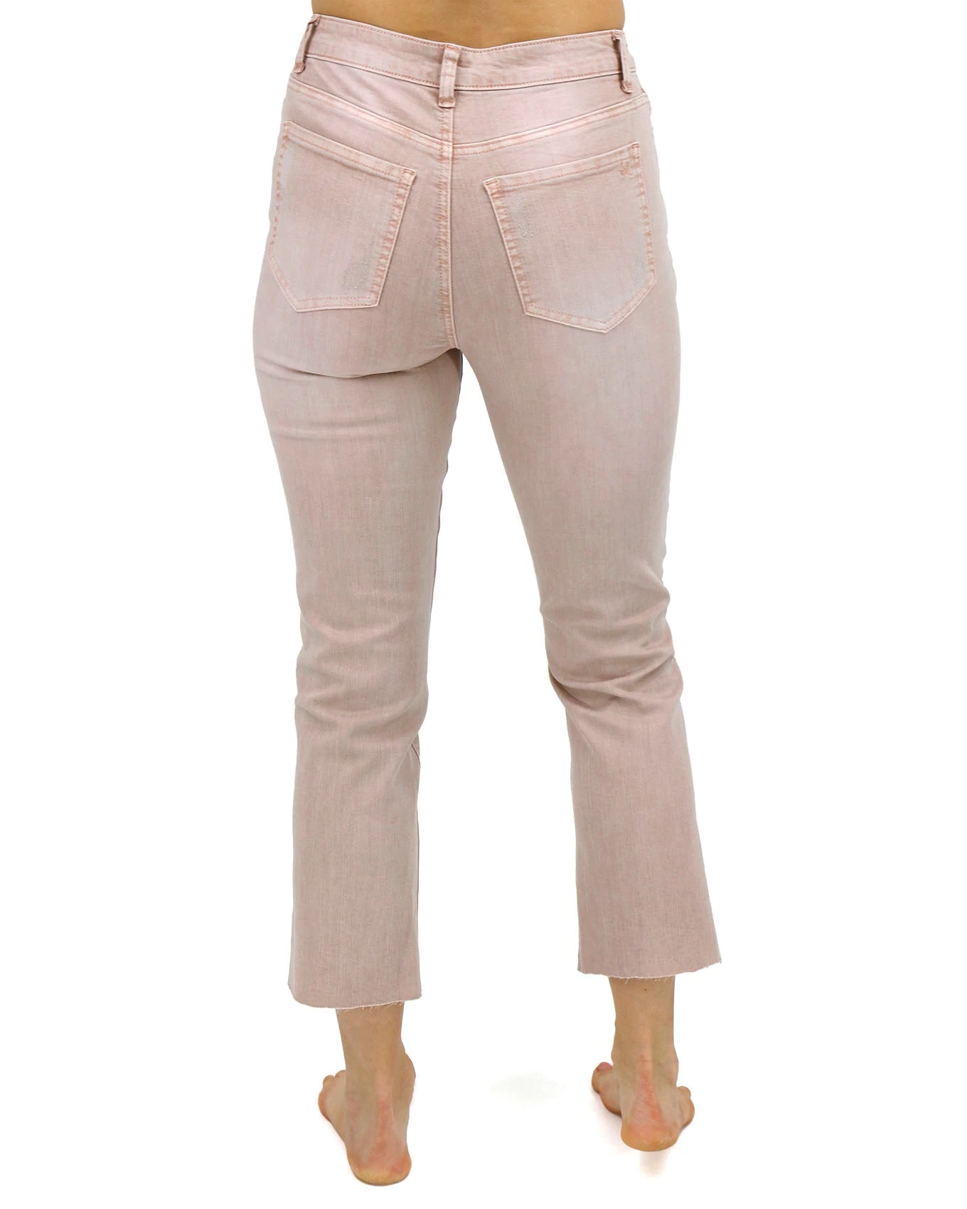 Mel's Fave Distressed Cropped Straight Leg Colored Denim In Blush - Image 7