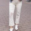 Mel's Fave Distressed Cropped Straight Leg Colored Denim In Natural