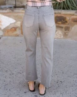 Mel's Fave Distressed Cropped Straight Leg Colored Denim In Grey -Active Aura Shop MelsFaveDistressedCroppedColoredDenim LightGrey 7