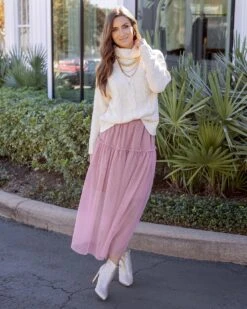Mesh Tiered Blush Maxi Skirt -Active Aura Shop MeshTieredMaxiSkirt Blush 10