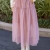 Mesh Tiered Blush Maxi Skirt -Active Aura Shop MeshTieredMaxiSkirt Blush 11