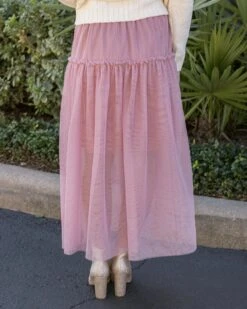 Mesh Tiered Blush Maxi Skirt -Active Aura Shop MeshTieredMaxiSkirt Blush 7