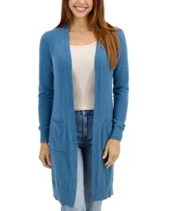 Micro Bambü Dusk Blue Cardigan -Active Aura Shop MicroBambuDusterCardigan DuskBlue 1