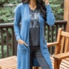 Micro Bambü Dusk Blue Cardigan -Active Aura Shop MicroBambuDusterCardigan DuskBlue 5