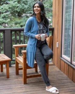 Micro Bambü Dusk Blue Cardigan -Active Aura Shop MicroBambuDusterCardigan DuskBlue 9