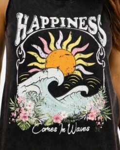 Mineral Washed Graphic Tank - Happiness -Active Aura Shop MineralWashedGraphicTank Happiness 2