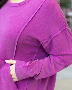 Mineral Washed Boysenberry Pullover Sweatshirt -Active Aura Shop MineralWashedPulloverSweatshirt Boysenberry 1