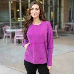 Mineral Washed Boysenberry Pullover Sweatshirt -Active Aura Shop MineralWashedPulloverSweatshirt Boysenberry 13