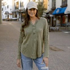 Mineral Washed Chive Waffle Henley -Active Aura Shop MineralWashedWaffleHenley Chive 10 2