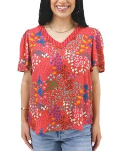 Mixed Print Floral Top In Mixed Floral -Active Aura Shop MixedPrintFloraltop MixedFloral 1