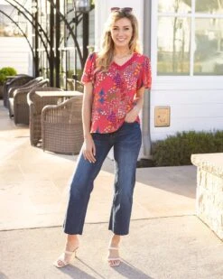 Mixed Print Floral Top In Mixed Floral -Active Aura Shop MixedPrintFloraltop MixedFloral 3