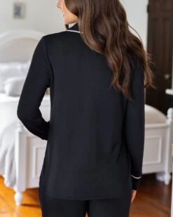 Classic Modal Pajama Top - FINAL SALE -Active Aura Shop ModalClassicSleepTop Black 5