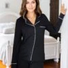 Classic Modal Pajama Top - FINAL SALE 1 Classic Modal Pajama Top - FINAL SALE -Active Aura Shop ModalClassicSleepTop Black 6