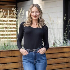 Modal V-Neck Black Long Sleeve Tee 14 Modal V-Neck Black Long Sleeve Tee -Active Aura Shop ModalVNeckLongSleeve Black ad