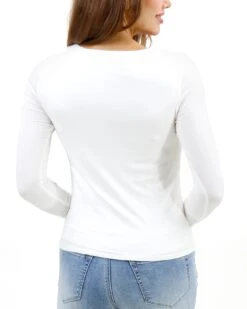 Modal V-Neck Ivory Long Sleeve Tee 15 Modal V-Neck Ivory Long Sleeve Tee -Active Aura Shop ModalVNeckLongSleeve Ivory 2