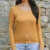 Modal V-Neck Mustard Long Sleeve Tee -Active Aura Shop ModalVNeckLongSleeve Mustard 9