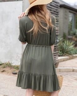 Olive Modal Waist Tie Dress -Active Aura Shop ModalWaistTieDress Olive 12