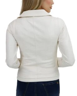 Move Free Leather Like Cream Moto Jacket -Active Aura Shop MoveFreeMotoJacket Cream 3