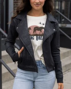 Move Free Leather Like Black Moto Jacket -Active Aura Shop MoveFreeMotoJacket FW23 6