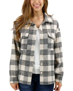 Flannel Ivory/Black Plaid Shacket - FINAL SALE 17 Flannel Ivory/Black Plaid Shacket - FINAL SALE -Active Aura Shop NeutralPlaidShacket IvoryBlackPlaid 1 1