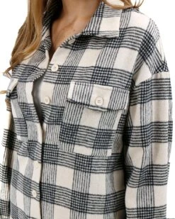 Flannel Ivory/Black Plaid Shacket - FINAL SALE 18 Flannel Ivory/Black Plaid Shacket - FINAL SALE -Active Aura Shop NeutralPlaidShacket IvoryBlackPlaid 2 1