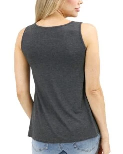 New Charcoal Perfect Pocket V-Neck Tank - FINAL SALE -Active Aura Shop NewPerfectFitPocketVNeckTank Charcoal 3