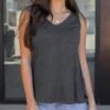 New Charcoal Perfect Pocket V-Neck Tank - FINAL SALE -Active Aura Shop NewPerfectFitPocketVNeckTank Charcoal 4