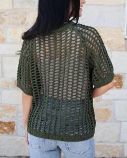 Open Knit Olive Short Sleeve Pullover -Active Aura Shop OpenKnitShortSleeveTop Olive 9 f0f5e66e 9262 4d59 8a22 d5a57aab4cd4