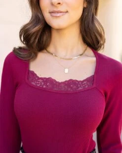 Perfect Fit Mixed Berries Lace Ribbed Top - FINAL SALE -Active Aura Shop PerfectFitLaceRibbedTop MixedBerries 7