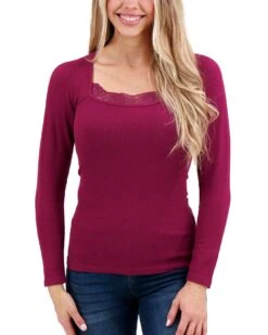 Perfect Fit Mixed Berries Lace Ribbed Top - FINAL SALE -Active Aura Shop PerfectFitLaceRibbedTop MixedBerry 1
